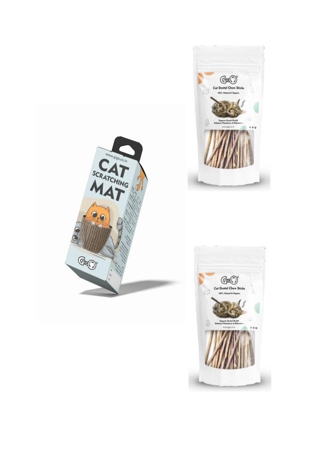 Gigo Chew & Play Pack - 2 Dental Chew Sticks + Scratch Mat | Hygiene + Furniture Protection - Image 1